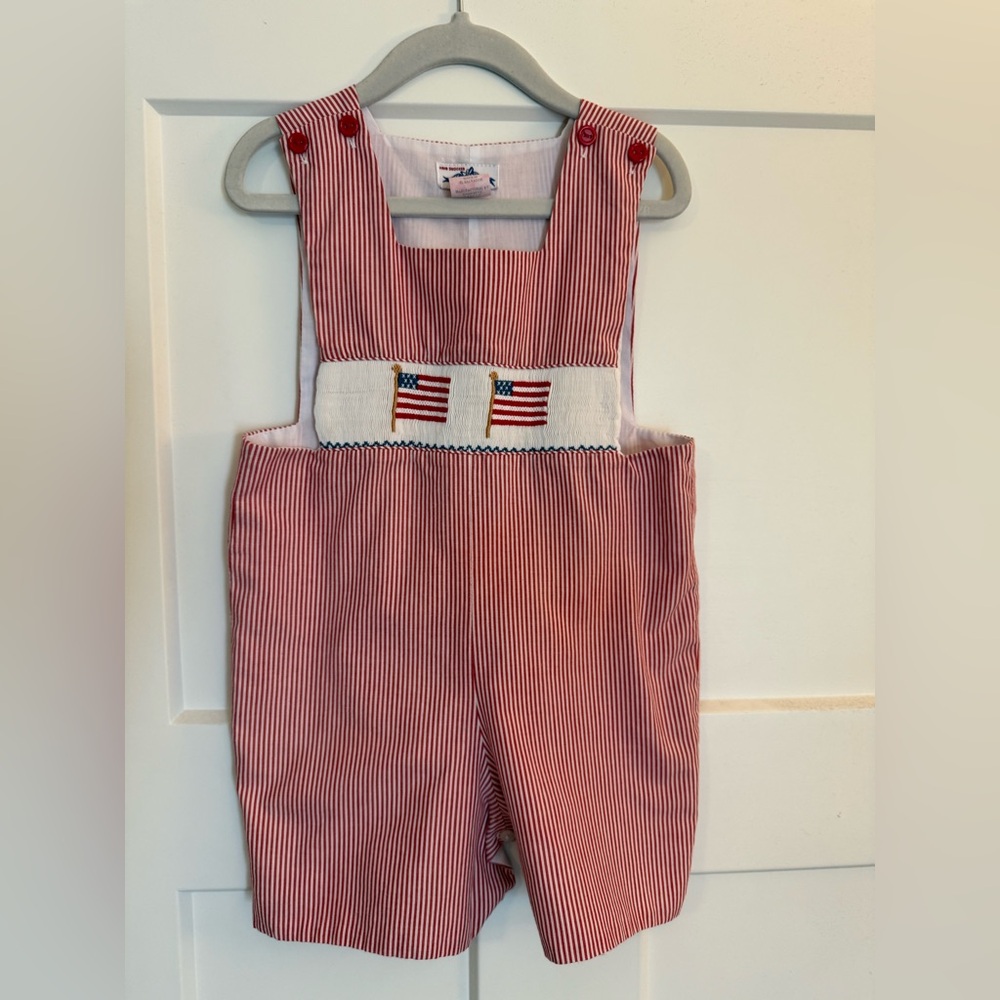 Silly Goose Smocked American Flag One Piece 4T